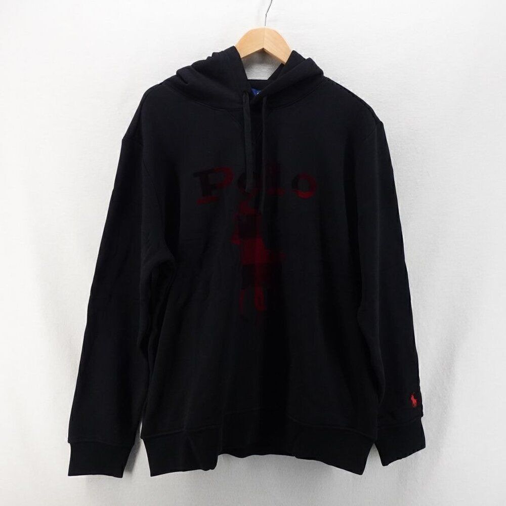 Polo Ralph Lauren Men's Slim Fit Checked Big Pony Logo Fleece Hoodie Black XL - Picture 4 of 15